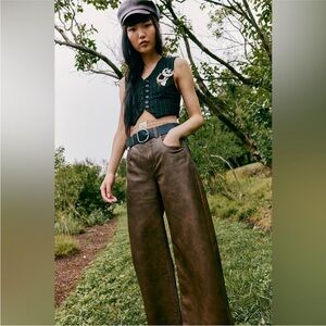 We the Free Misha Vegan Leather Pants Brown